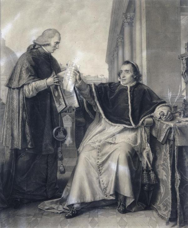 Signature du Concordat entre la France et le Saint-Siège, par le pape Pie VII, le 15 août 1801.
