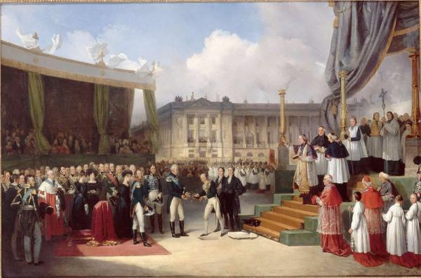 Inauguration du monument à la mémoire de Louis XVI par Charles X, place de la Concorde.