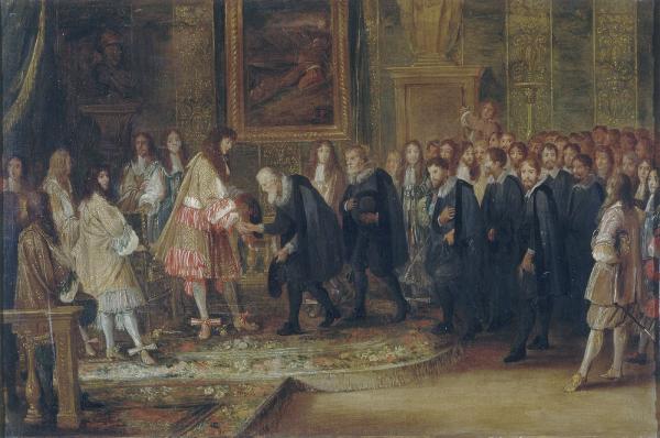 Entrevue des ambassadeurs des treize cantons suisses avec le roi Louis XIV