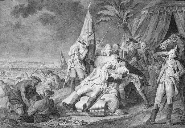 Mort du marquis de Montcalm au combat de Québec le 13 septembre 1759