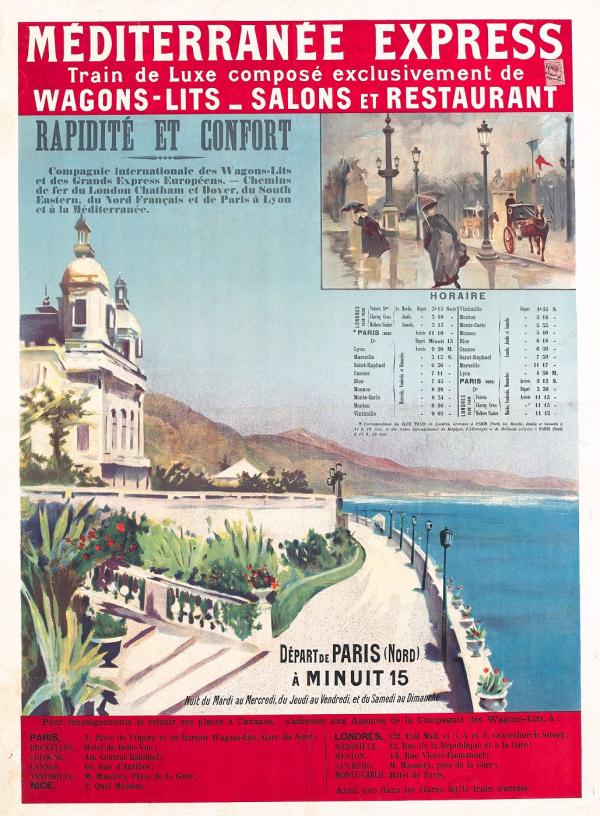 Affiche publicitaire pour le Méditerranée express.
