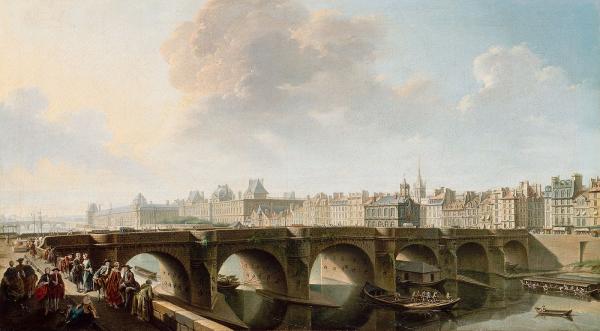 Le Pont Neuf à Paris, avec à droite la pompe de la Samaritaine
