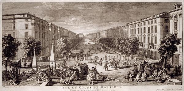 Vue du Cours de Marseille (boulevard de la Canebière) pendant l'épidémie de peste de 1720.