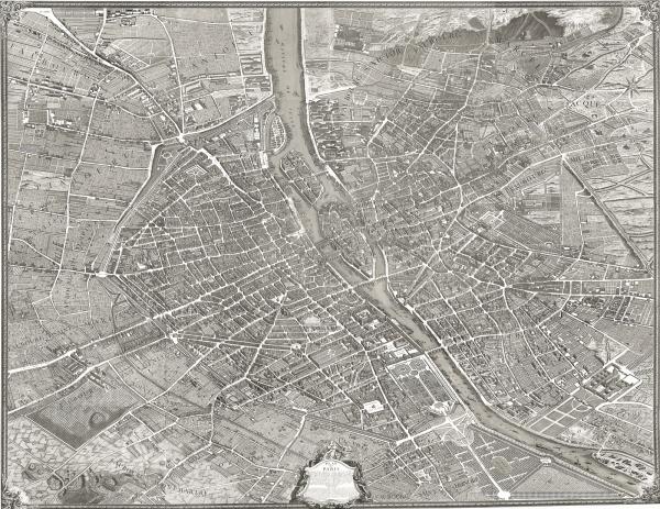 Plan d'assemblage des vingt planches du plan en perspective de la ville de Paris