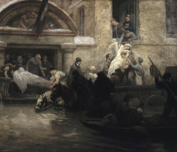 Le sauvetage des malades de l'hôpital de l'Ancienne Charité.