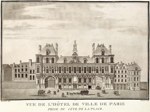 Vue de l'Hôtel de ville de Paris, prise du côté de la place.