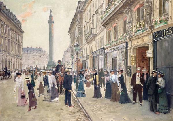 Sortie des ouvrières de la maison Paquin, rue de la Paix.