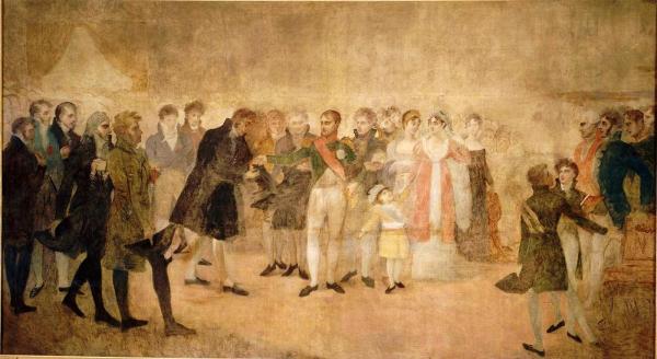 Napoléon Ier visite le Salon du Louvre et distribue aux artistes des croix de la Légion d'honneur