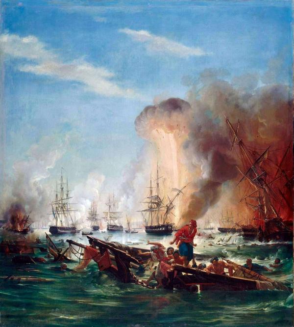 Episode de la bataille navale de Navarin. (Copie d'après Jean-Charles LANGLOIS)
