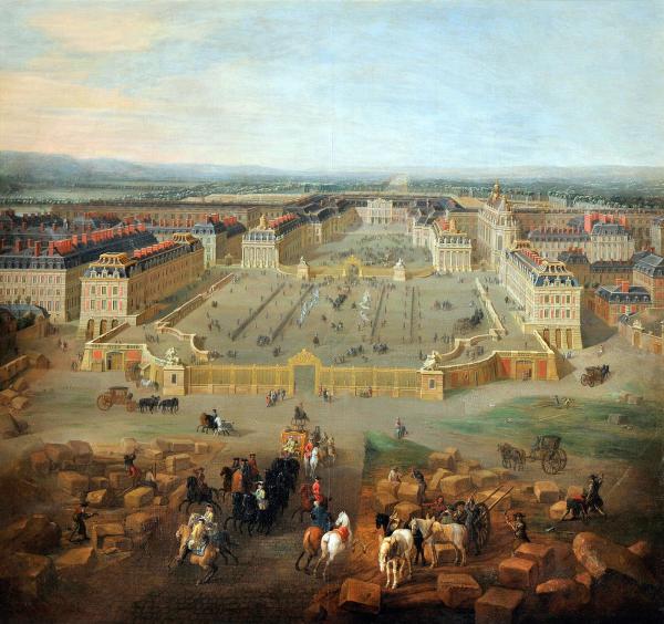 Vue du château de Versailles prise de la place d'armes en 1722.