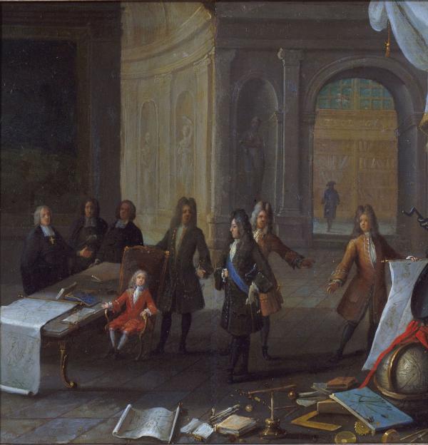 Louis XV enfant recevant une leçon, en présence du cardinal de Fleury et du Régent