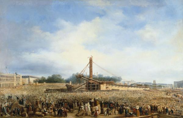 Érection de l'obélisque de Louqsor sur la place de la Concorde, le 25 octobre 1836