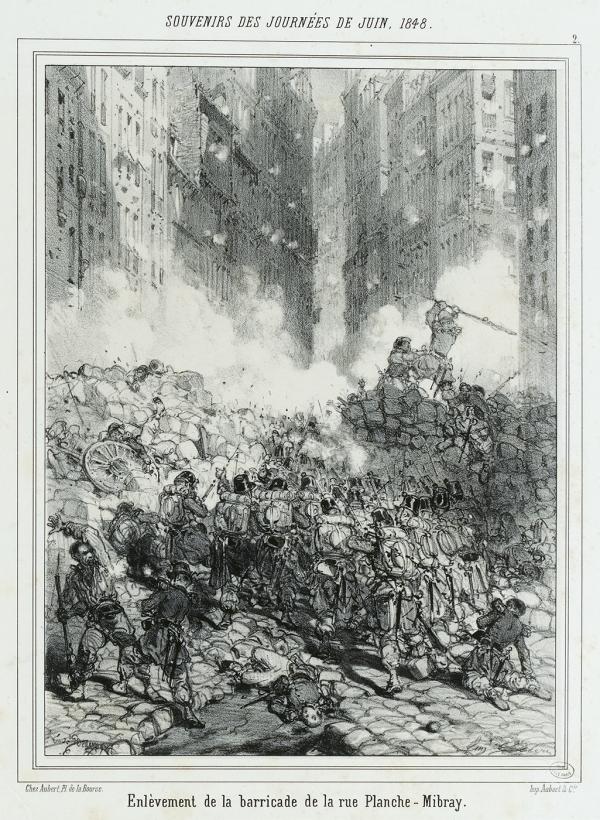 Souvenirs des journées de juin 1848. Enlèvement de la barricade de la rue Planche-Milbray.