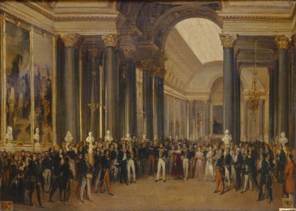 Louis-Philippe visitant la galerie des Batailles, 1837