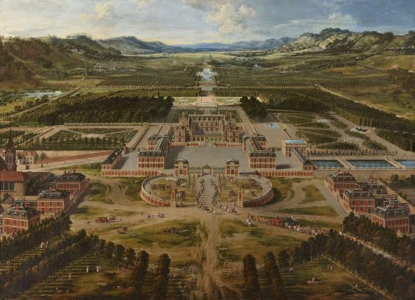 Vue du château et des jardins de Versailles, prise de l'avenue de Paris, 1668