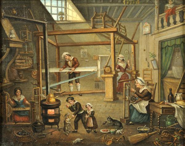 Intérieur d'un atelier de canut 