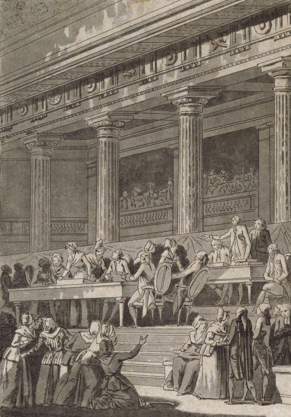 Les Femmes de Versailles siégeant à l'Assemblée Nationale au milieu des députés