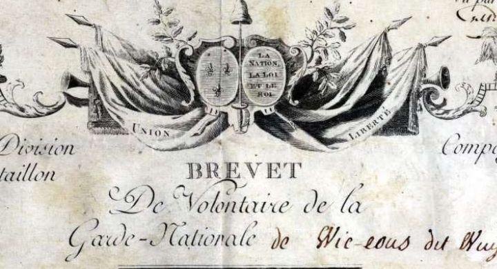 Brevet de volontaire de la garde nationale