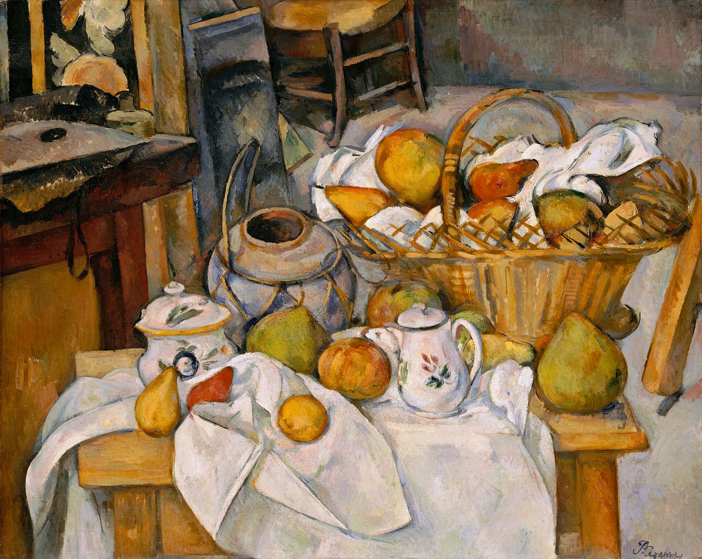 Nature morte au panier ou La Table de cuisine. Paul CEZANNE (1839 - 1906)  Musée d'Orsay L’alimentation aux XIXe et XXe siècles 