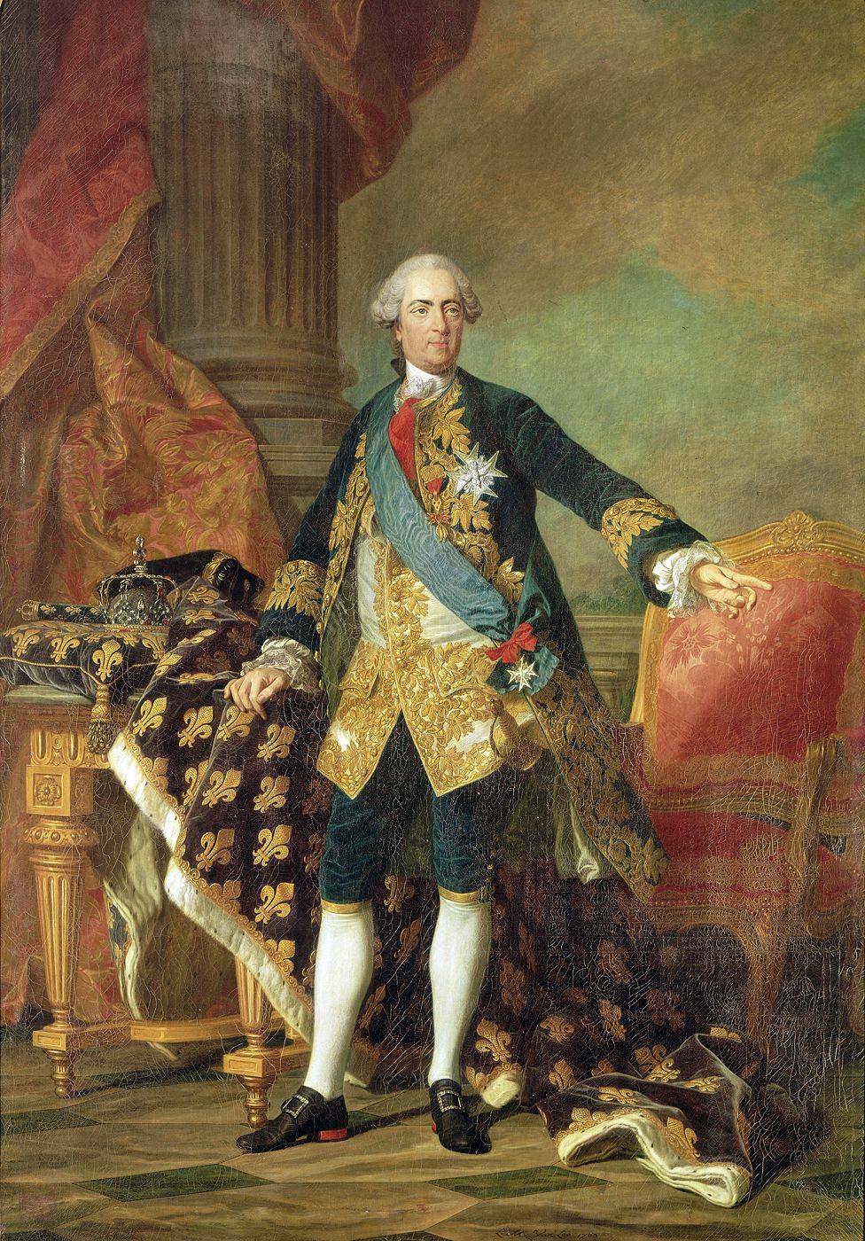 Portrait en pied de Louis XV (1710-1774) roi de France. Louis-Michel VAN LOO (1707 - 1771) Bibliothèque municipale de Versailles