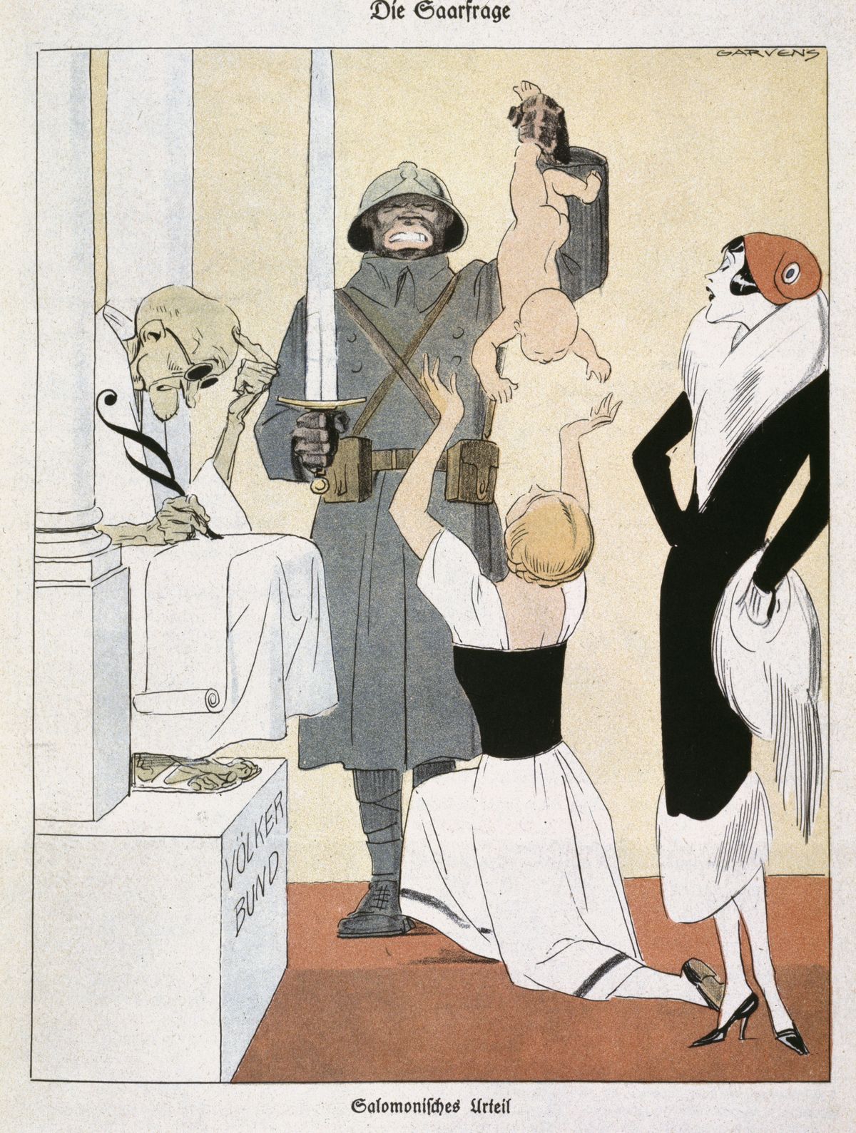 a question de la Sarre, un jugement de Salomon - Kladderadatsch La question de la Sarre, un jugement de Salomon - Kladderadatsch
